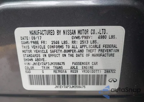 2018 Infiniti Q50 3.0T Luxe z USA, uszkodzony, nr VIN JN1EV7AP3JM358475